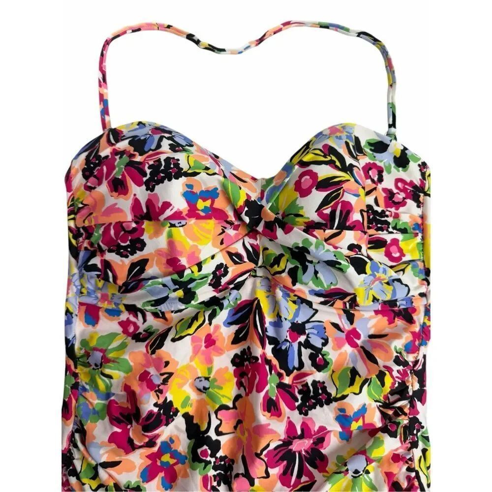 Anne Cole size 14 Twist Front Shirred One-Piece Swimsuit Floral - Picture 4 of 7